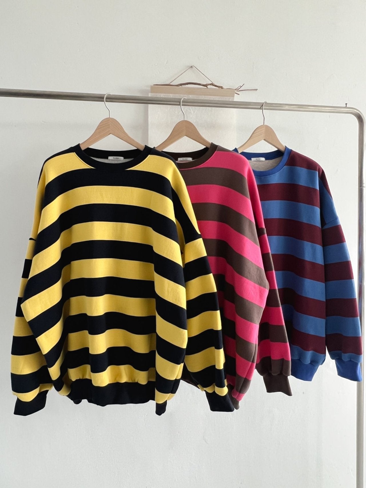 Color Block Cozy Stripe Fleece Oversize Sweatshirt