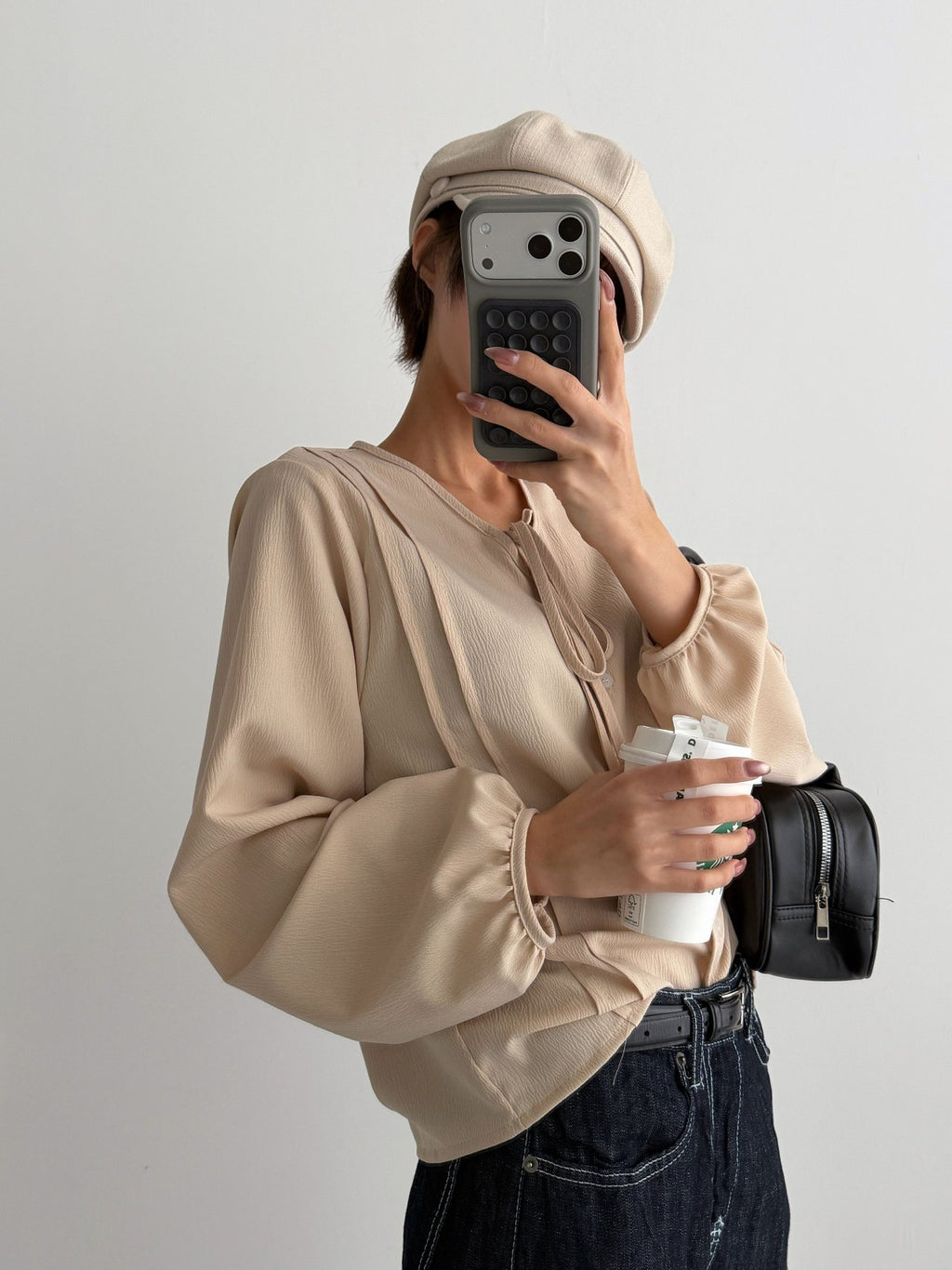 Soft Ribbon Pintuck Blouse Made in Korea