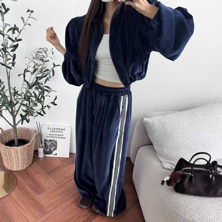 Velour Track Puff Zip-Up Set