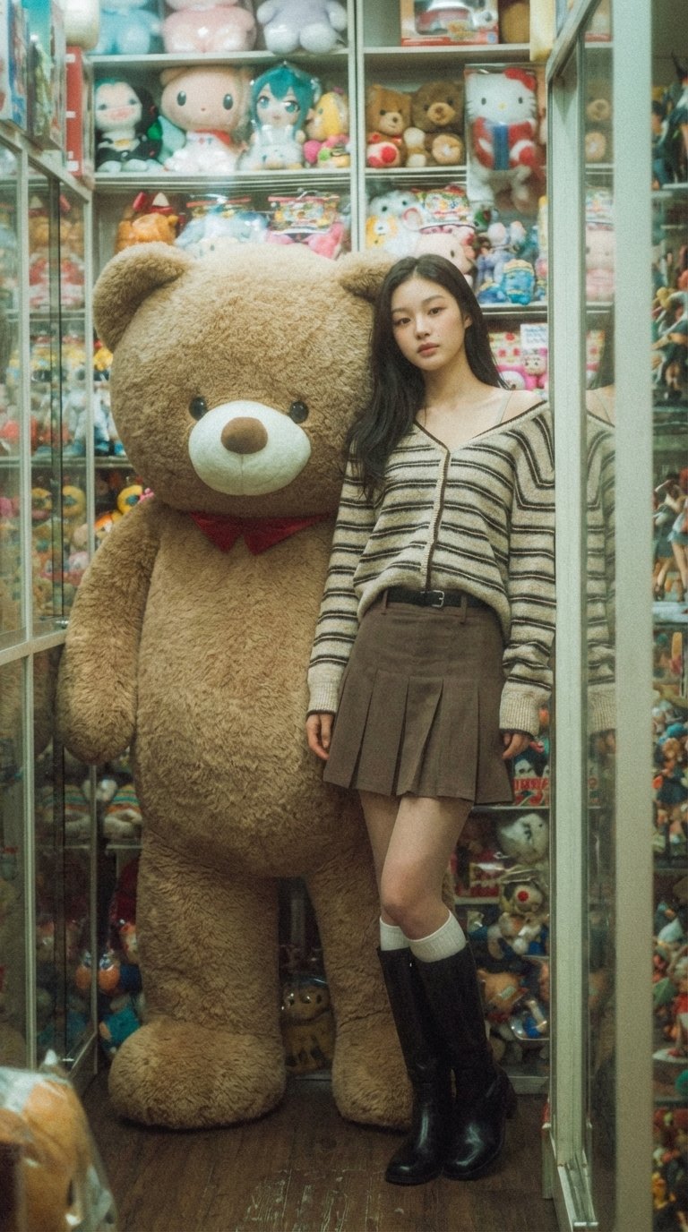 Soft Mood One-Shoulder Off Stripe Cardigan Wool Blend Made in Korea