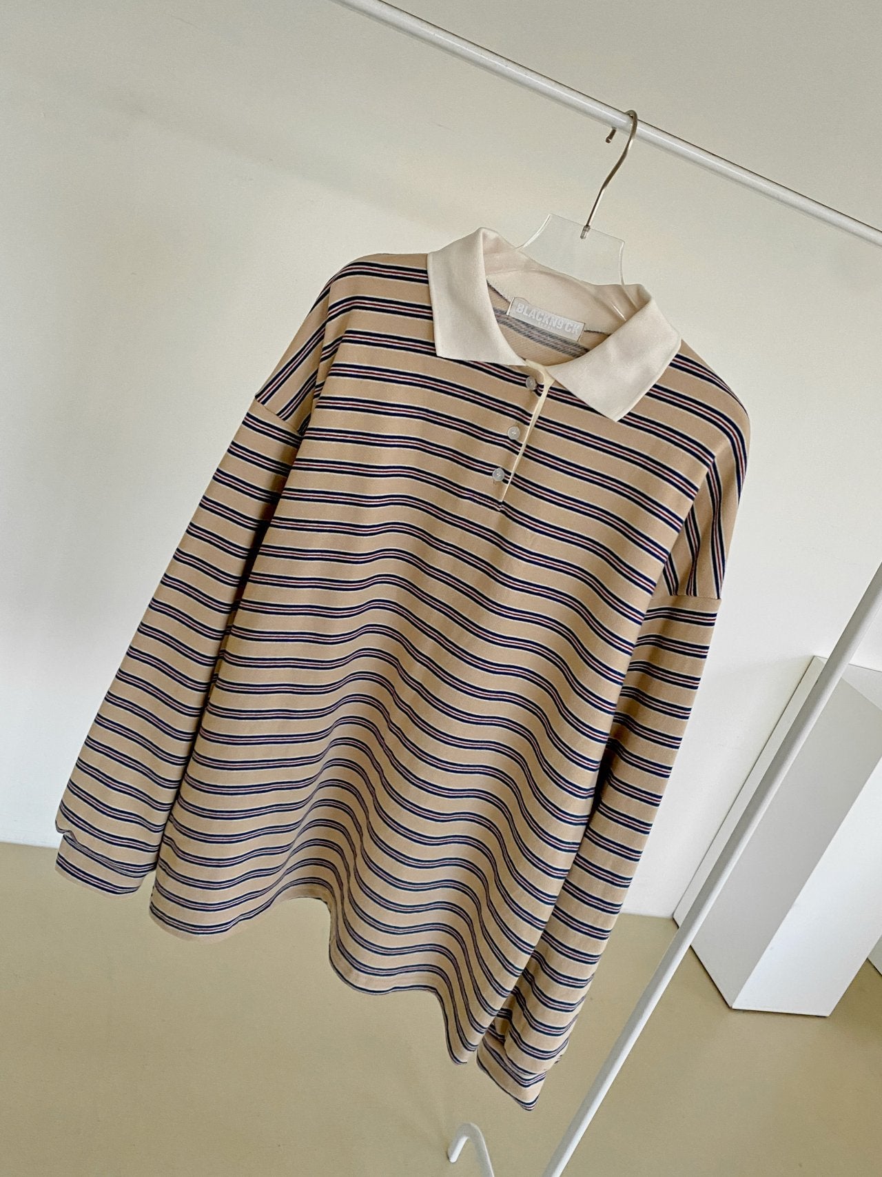 Classic Retro Stripe Collar Long Sleeve Tee