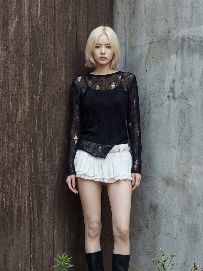 Urban Moss Distressed Knit Pullover