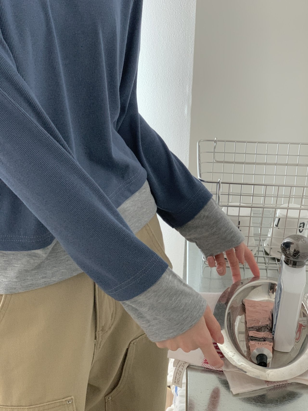 Layered Soft Rib Long Sleeve Tee - Luckyplanetusa