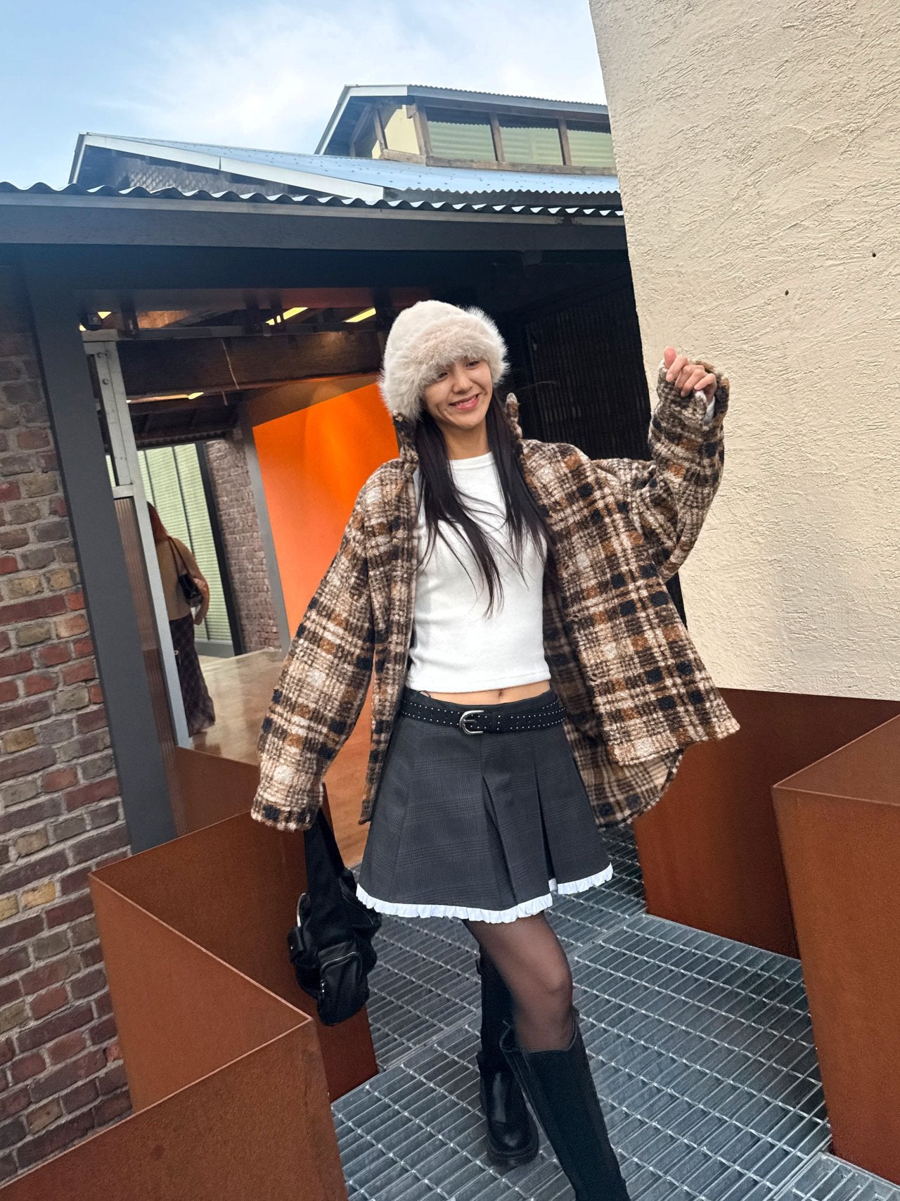 Soft Brushed Oversized Plaid Jacket