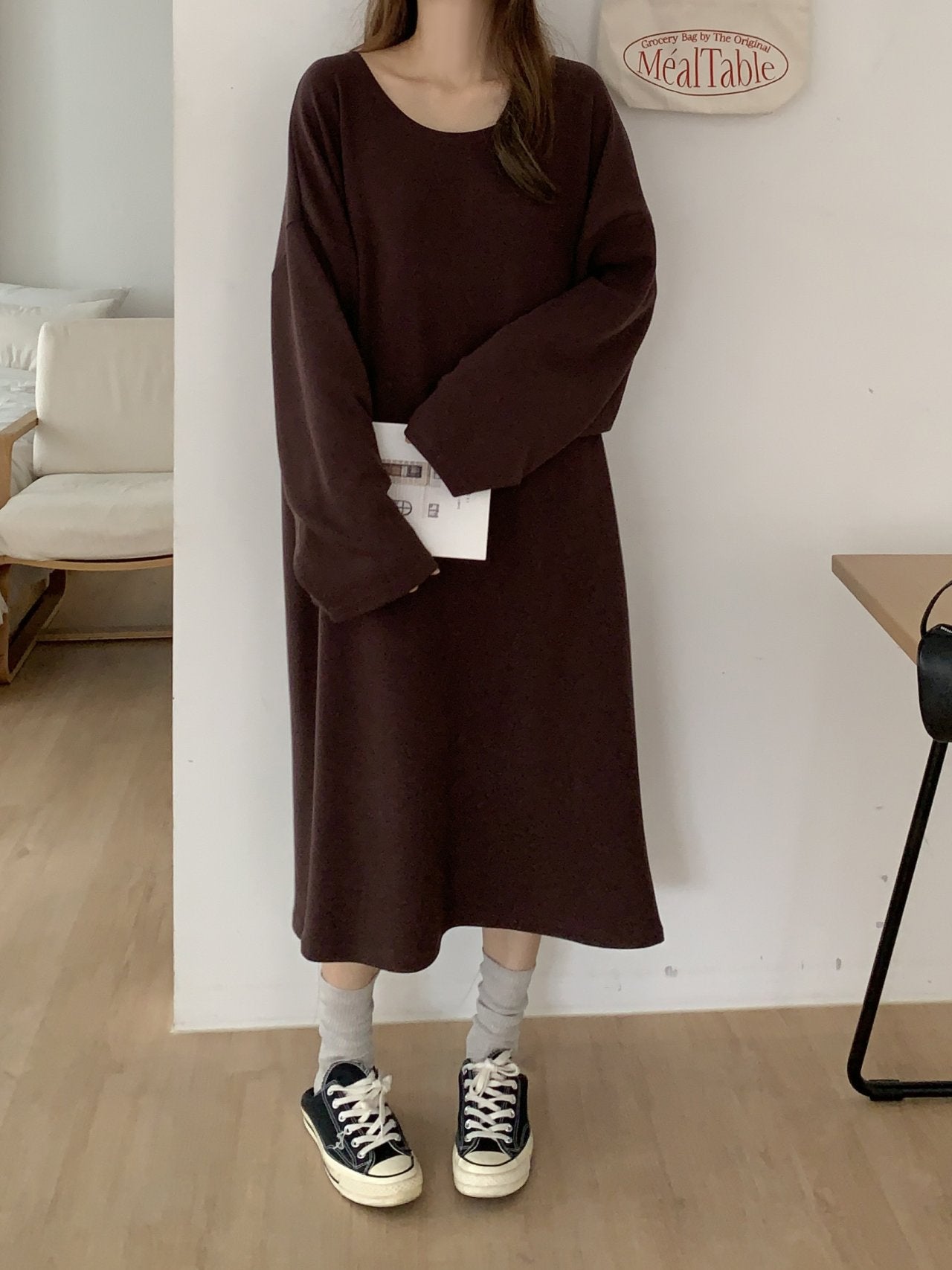 Soft Cozy U-Neck Oversized Lounge Dress