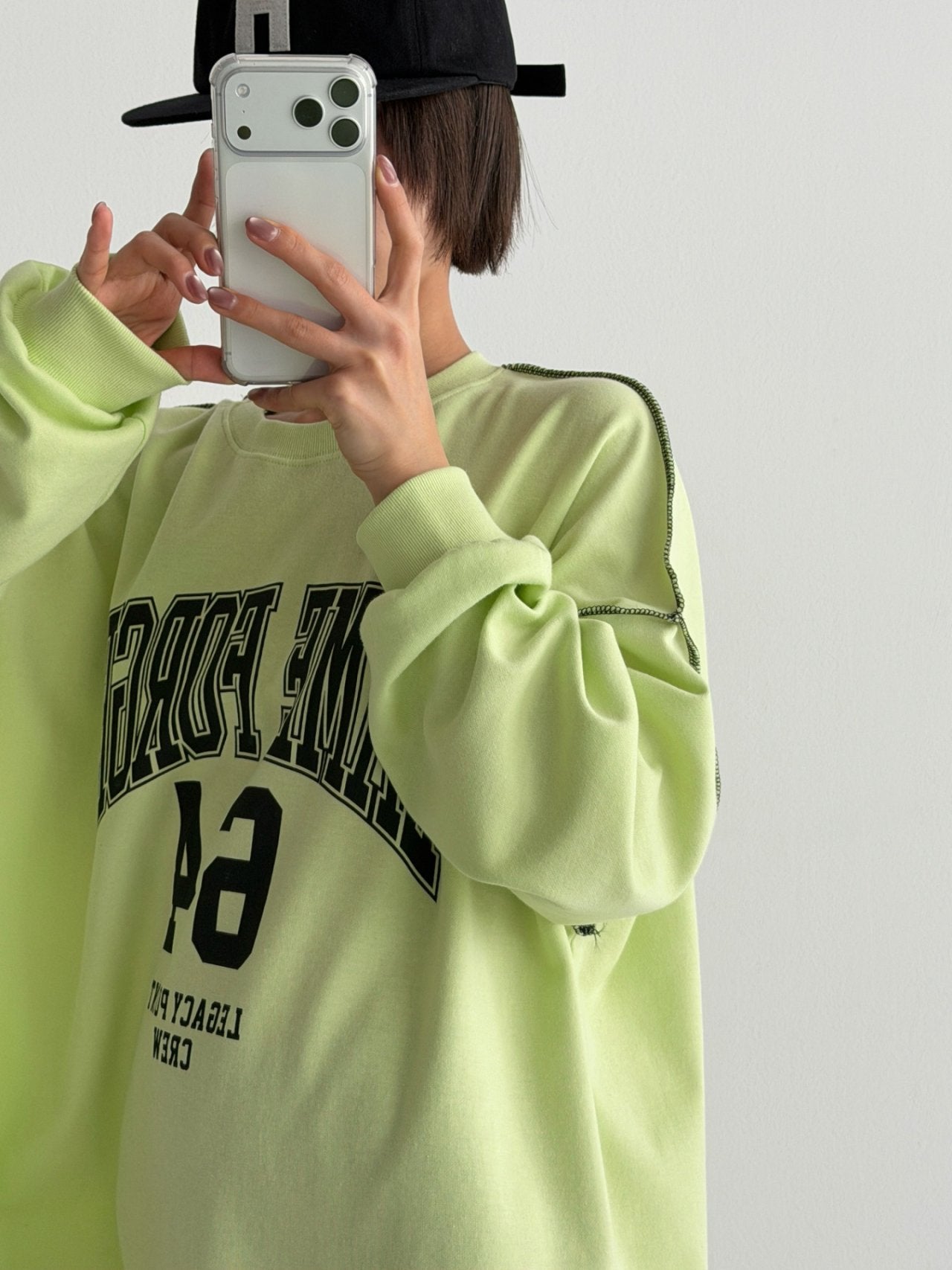 Lime Forge Oversized Cotton Slit Sweatshirt - Luckyplanetusa