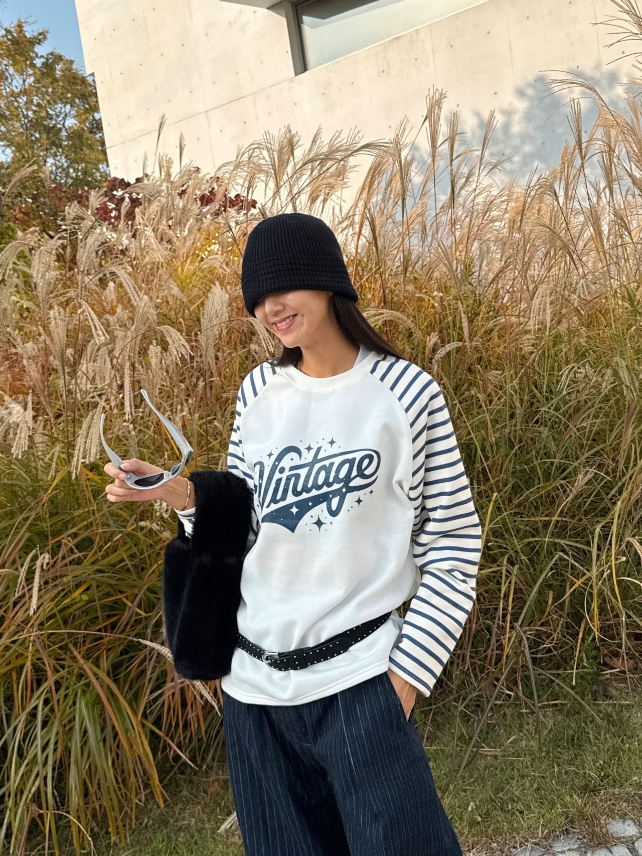 Vintage Stripe Raglan Sweatshirt
