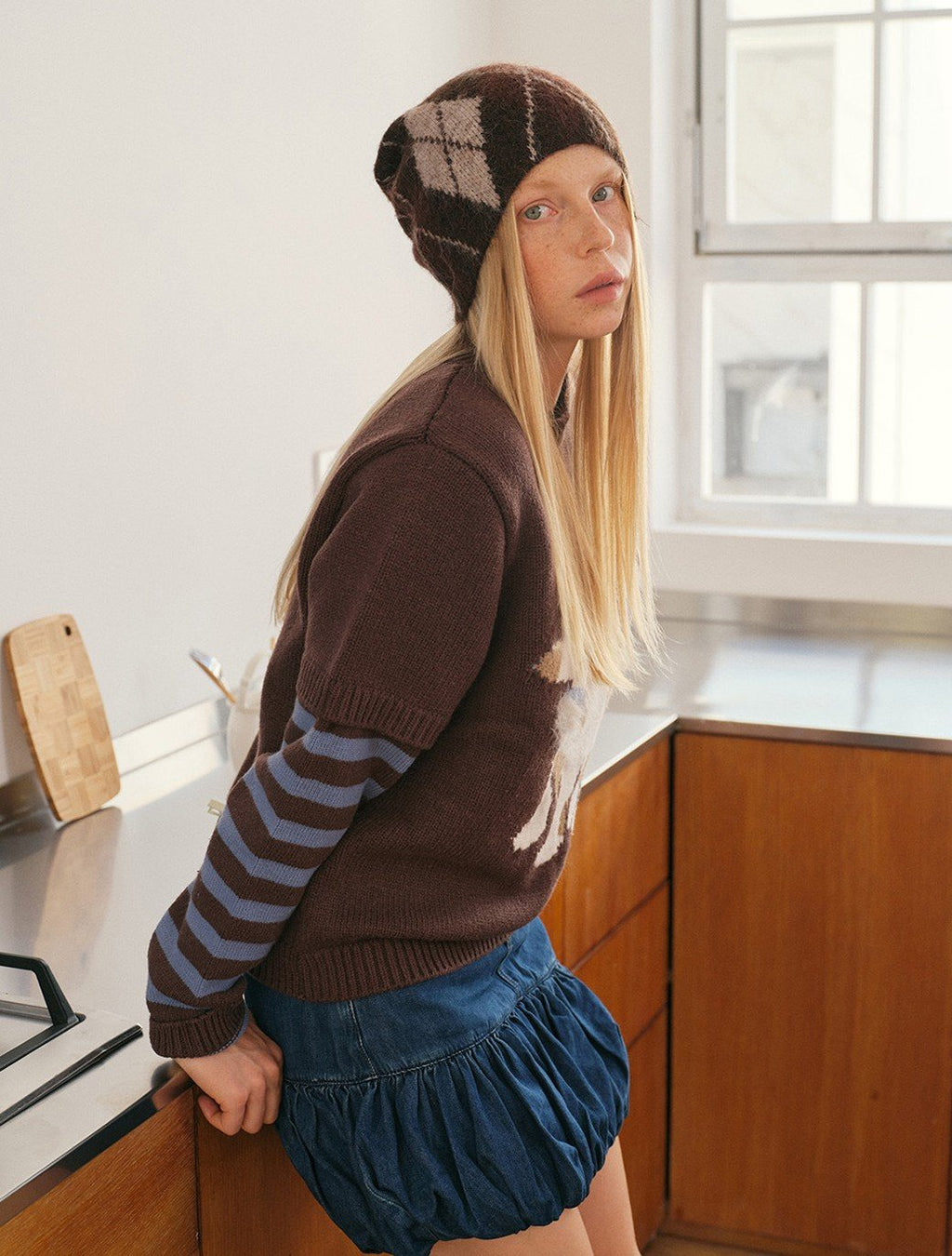 Cozy 30% Wool Argyle Beanie