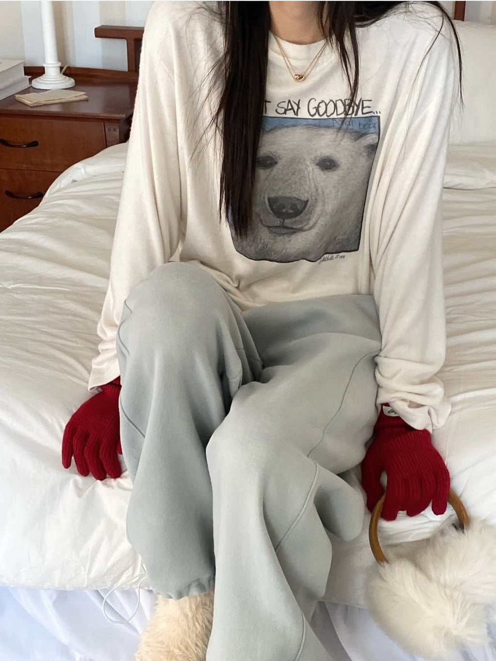 Polar Bear Cozy Fleece Long Sleeve Tee
