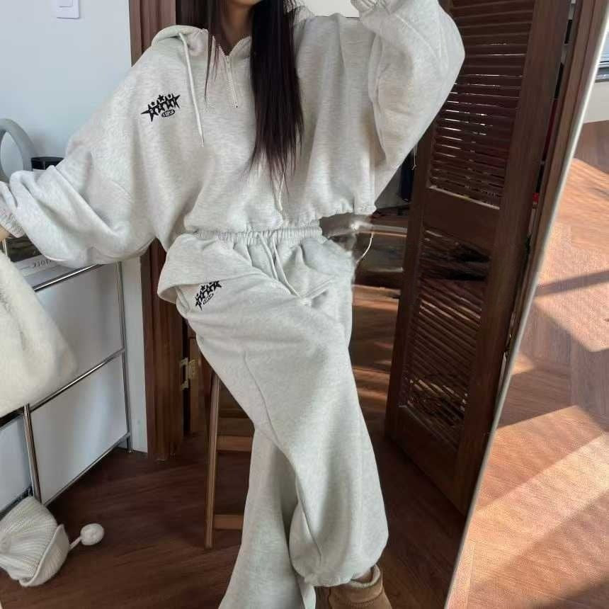 Cozy Layer Ruffle Hoodie Set