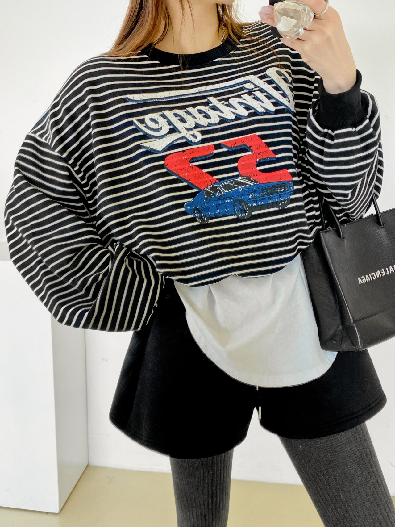 Vintage 52 Striped Drawstring Sweatshirt – Made in Korea