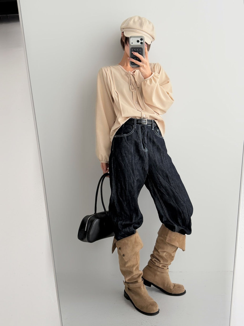 Soft Ribbon Pintuck Blouse Made in Korea