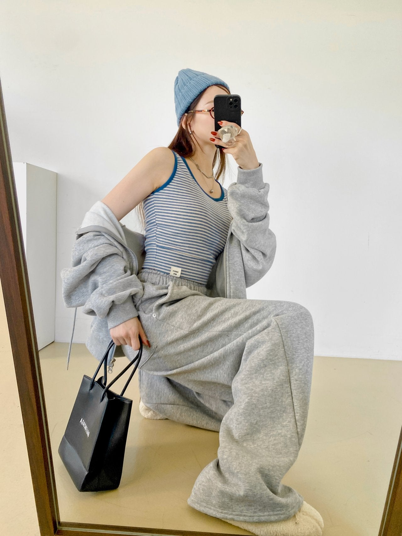 Soft Fleece-Lined Stripe Crop Tank – Made in Korea