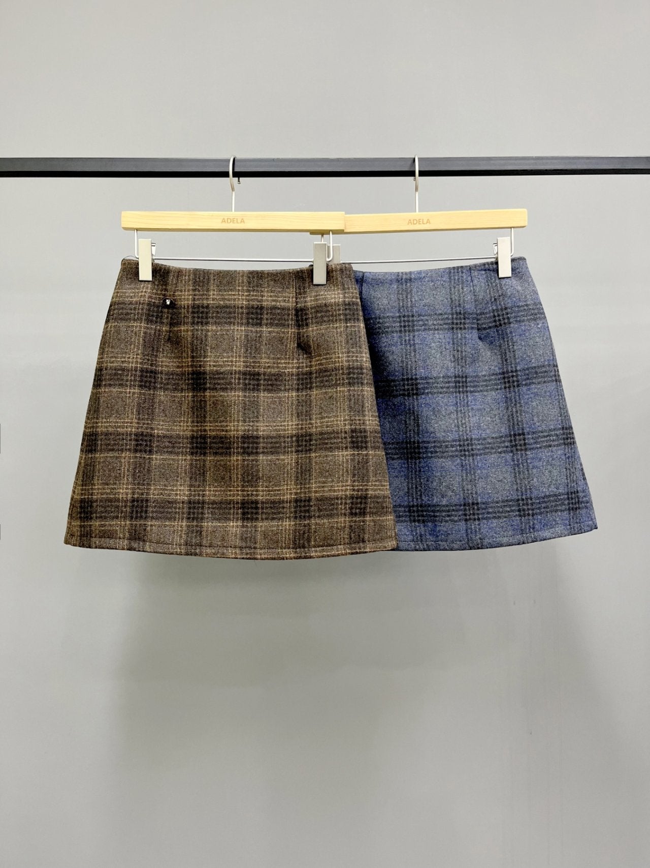 Bomi Patch Plaid Wool Skirt