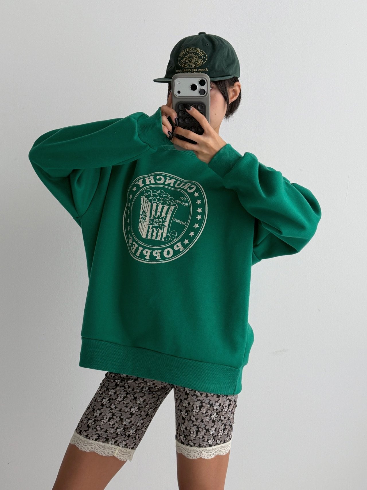 Crunchy Poppies Fleece Graphic Sweatshirt Made in Korea