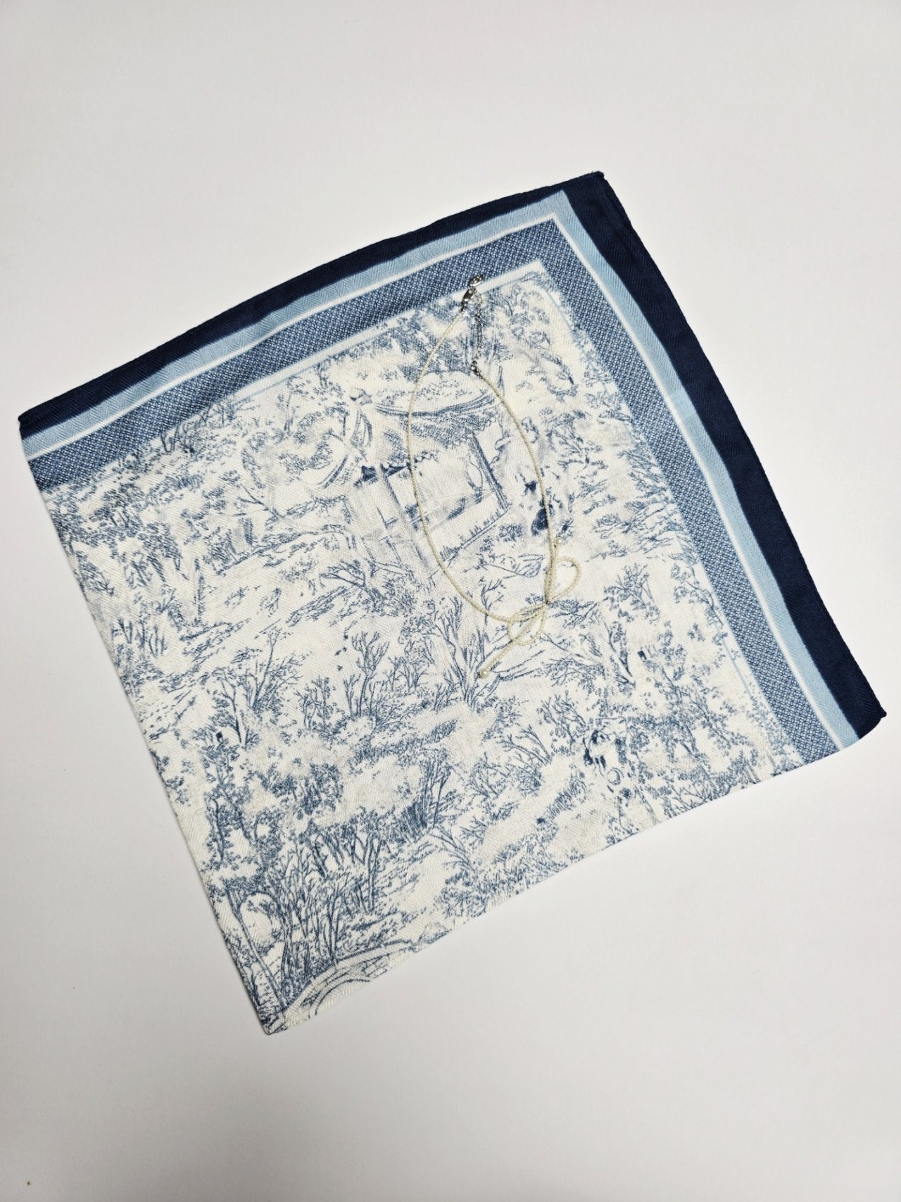 Blue Classic Toile Print Scarf