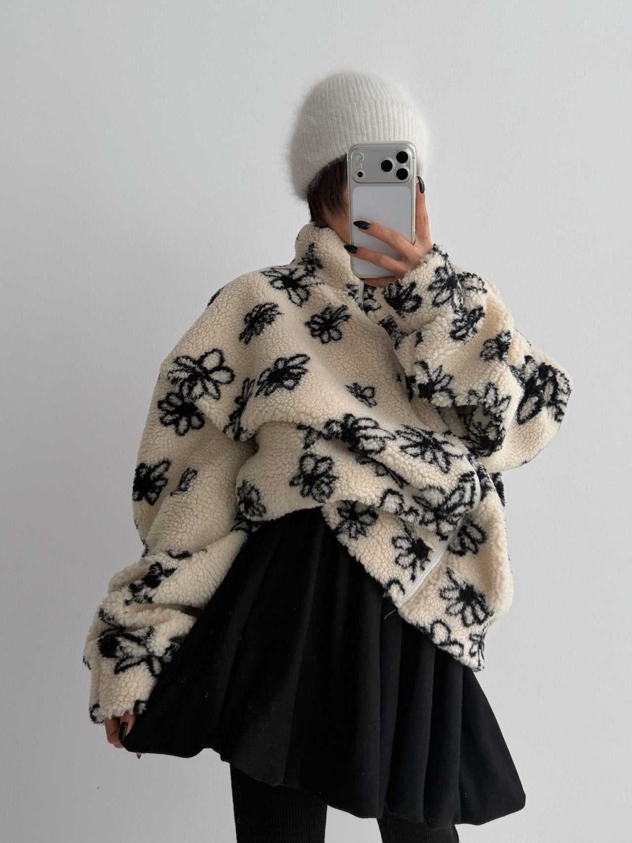 Fluffy Blossom Fleece Half-Zip Jacket