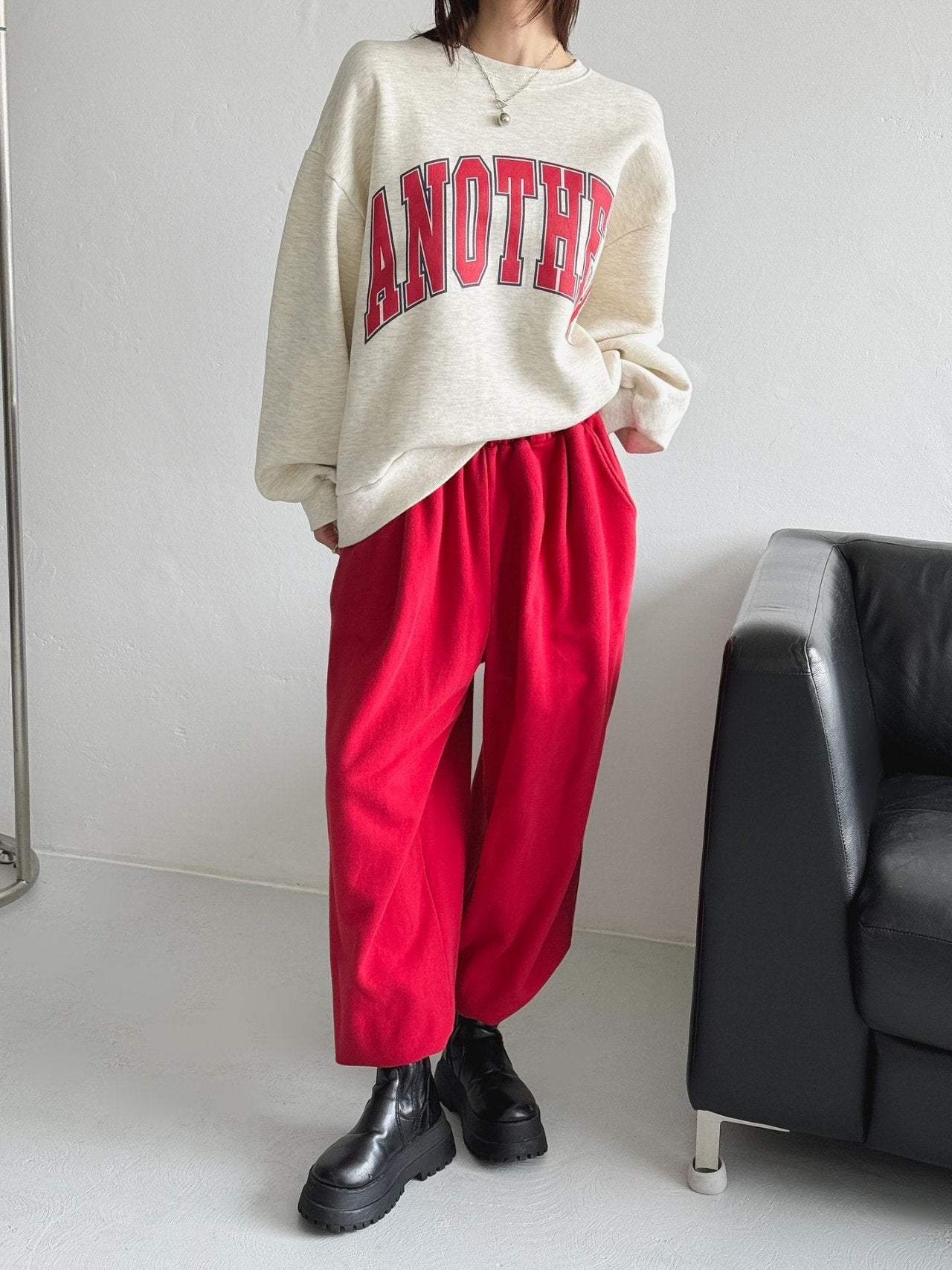 ANOTHER Varsity Puff-Sleeve Sweatshirt