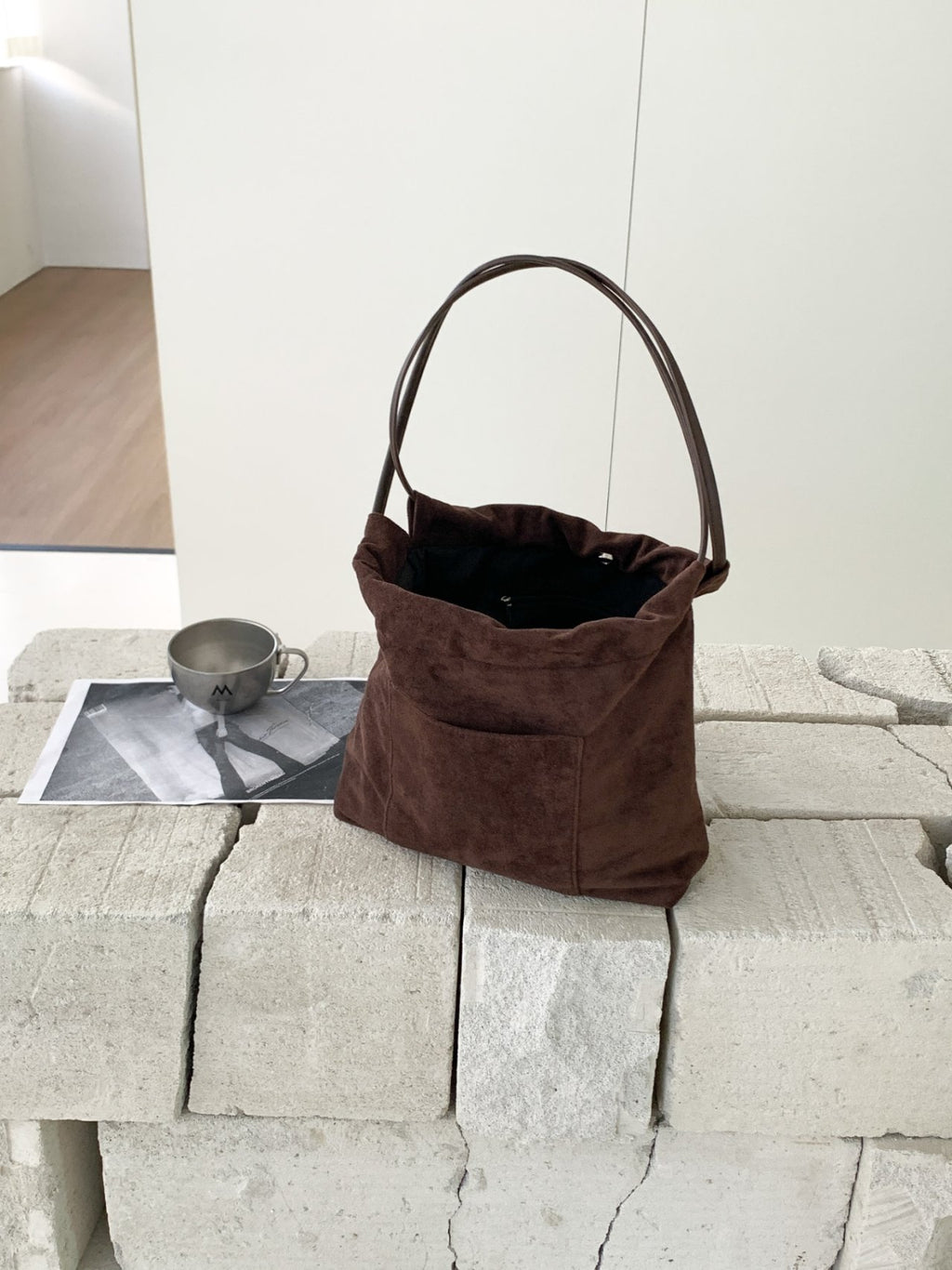 Stella Soft Suede Gather Bucket Bag