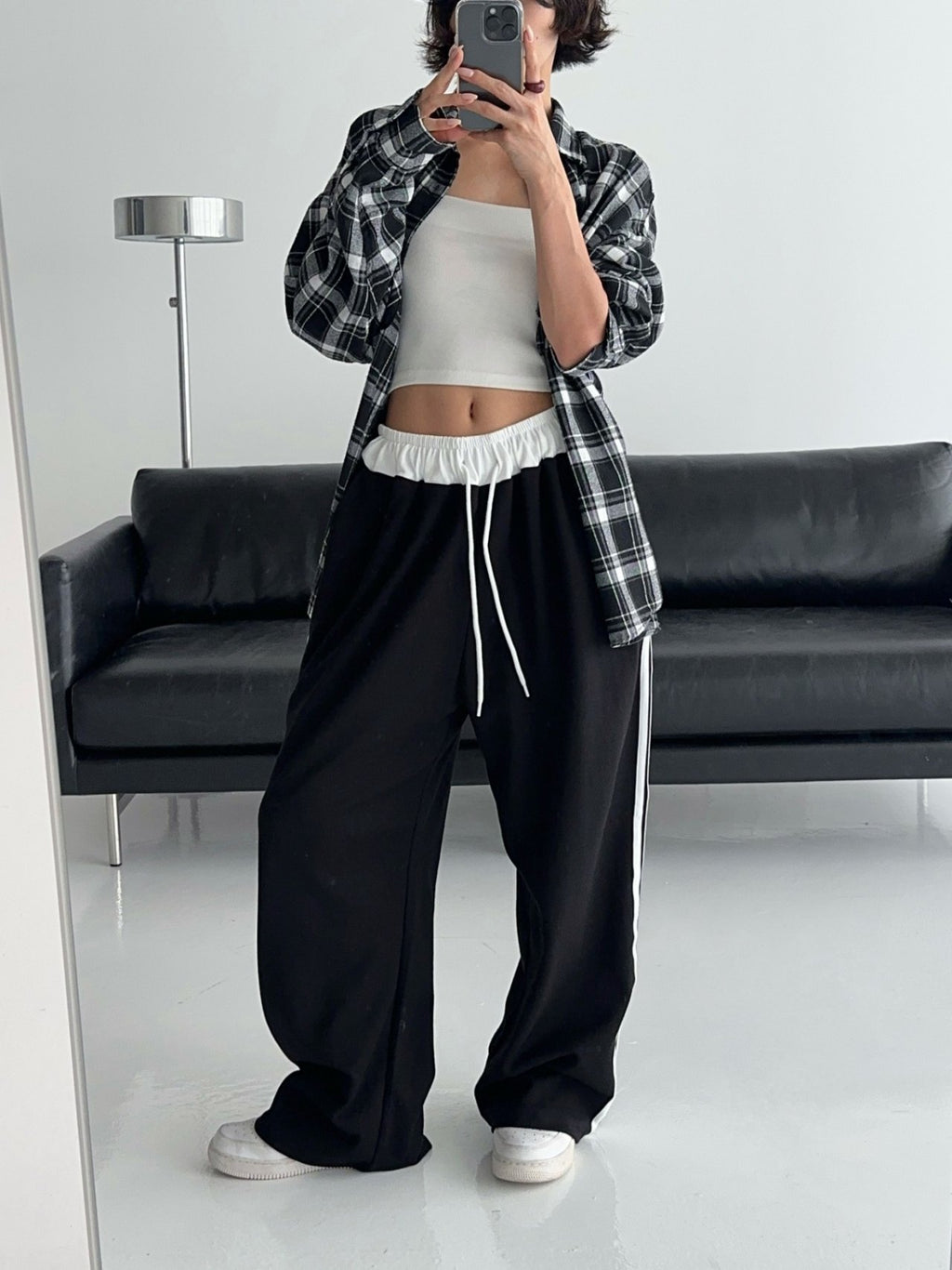 Dual Line Relaxed Wide Jogger Pants - Luckyplanetusa