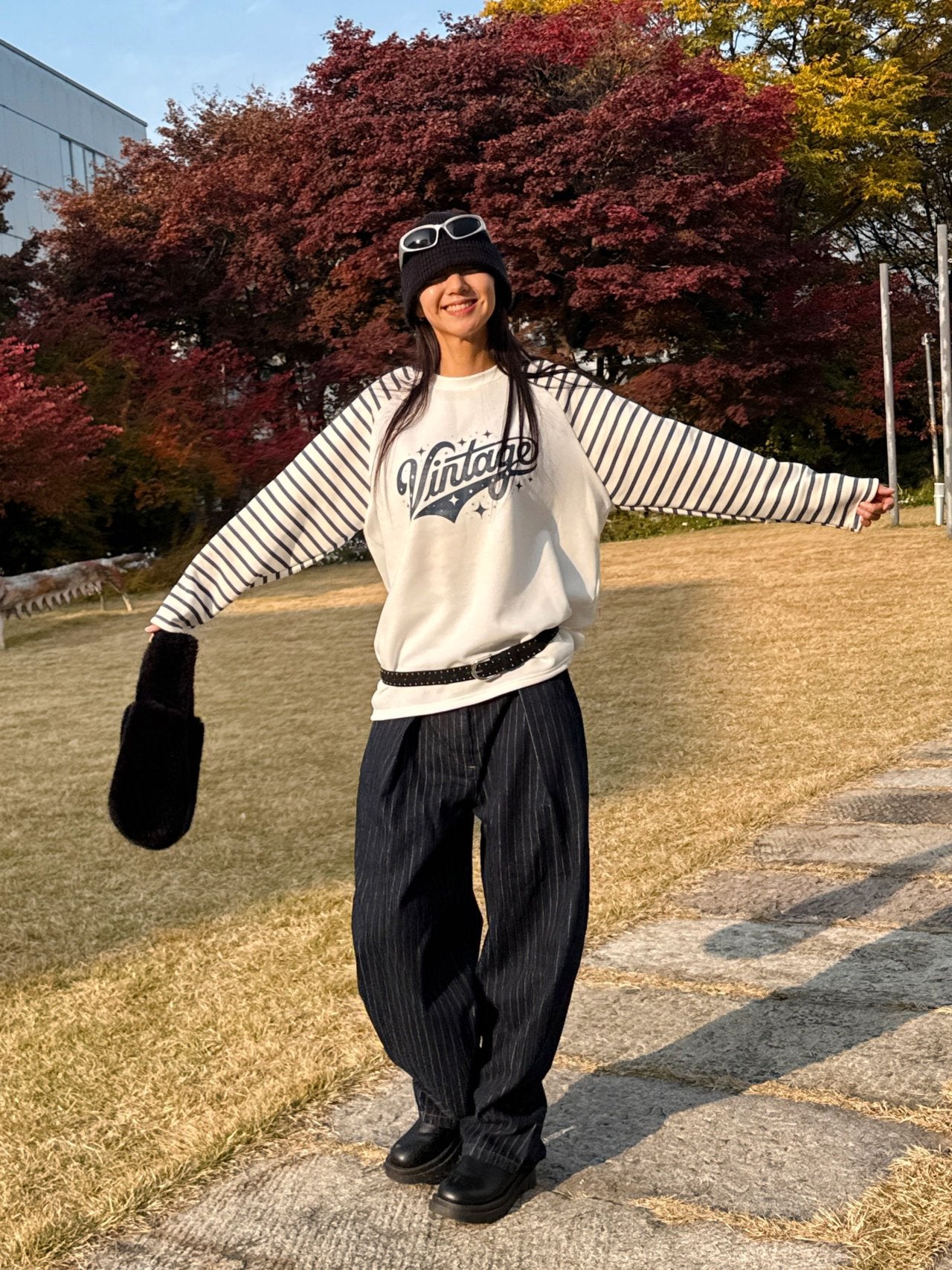 Vintage Stripe Raglan Sweatshirt