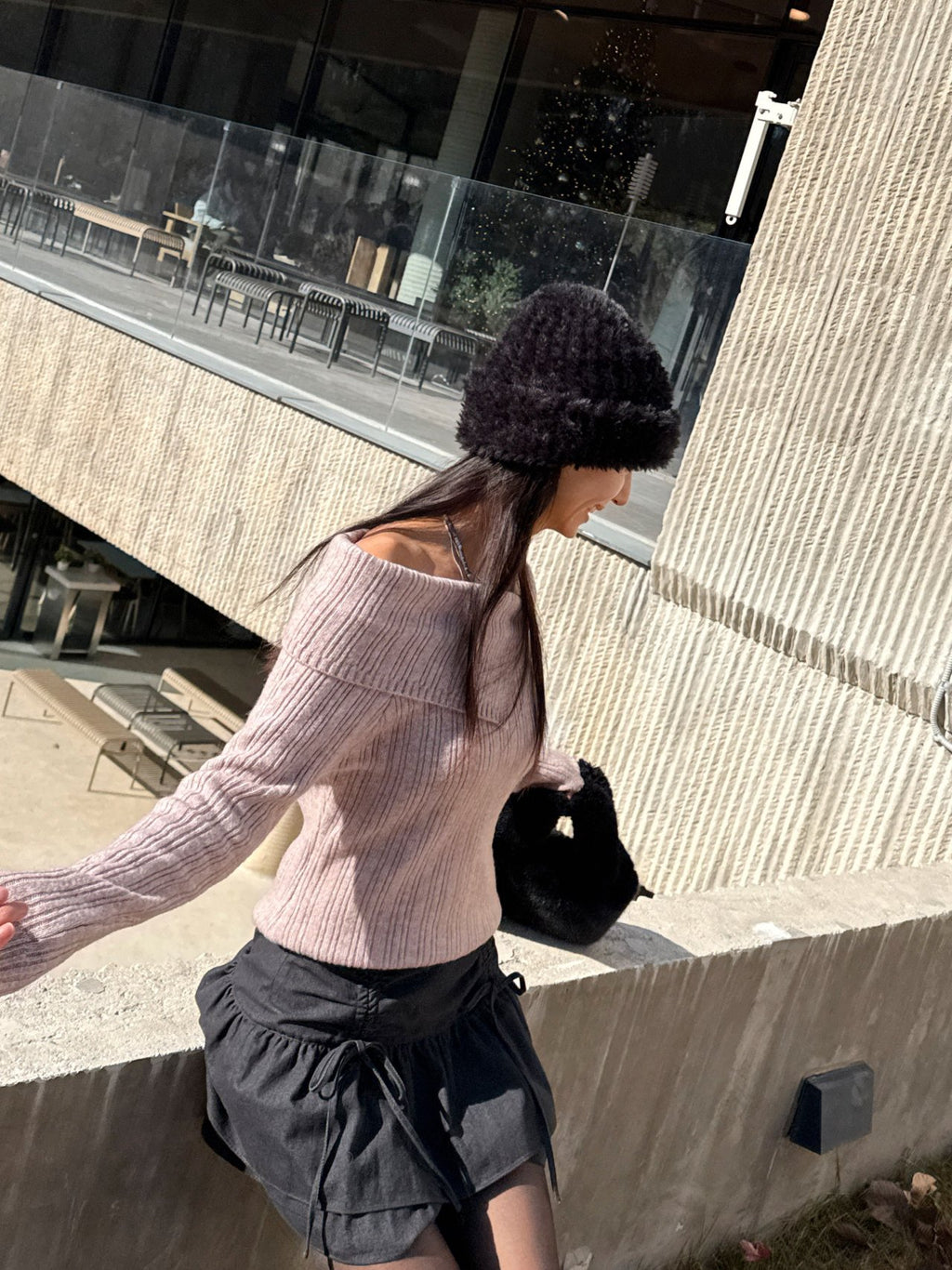 Soft Muse Off-Shoulder Rib Knit Top Wool Blend Made in Korea
