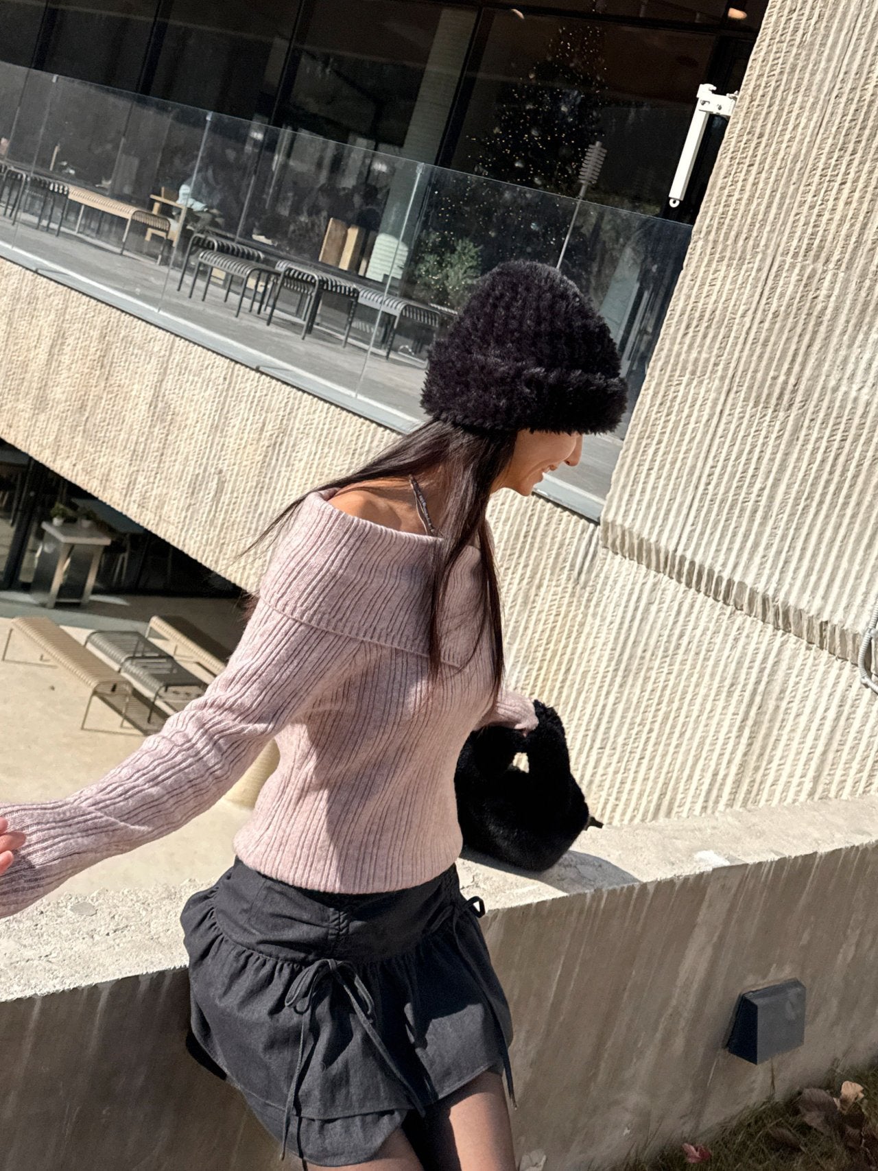 Soft Muse Off-Shoulder Rib Knit Top Wool Blend Made in Korea