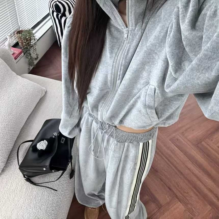 Velour Track Puff Zip-Up Set