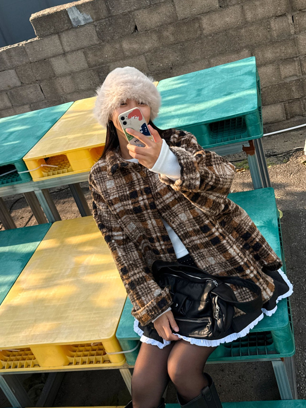 Soft Brushed Oversized Plaid Jacket