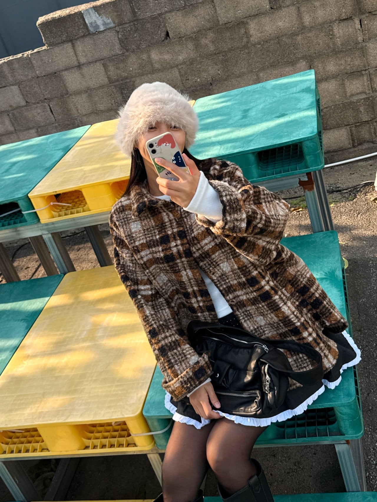 Soft Brushed Oversized Plaid Jacket