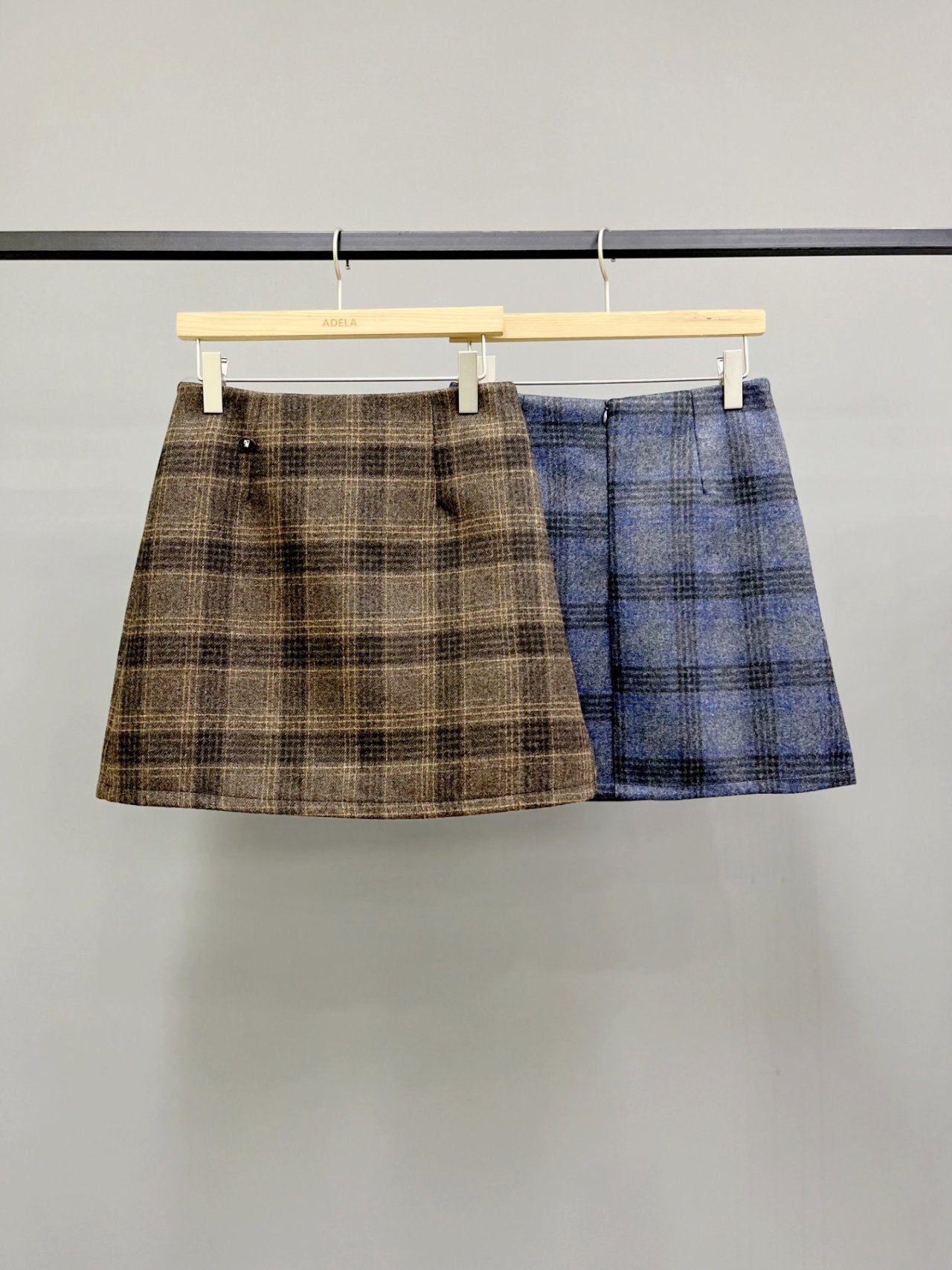 Bomi Patch Plaid Wool Skirt
