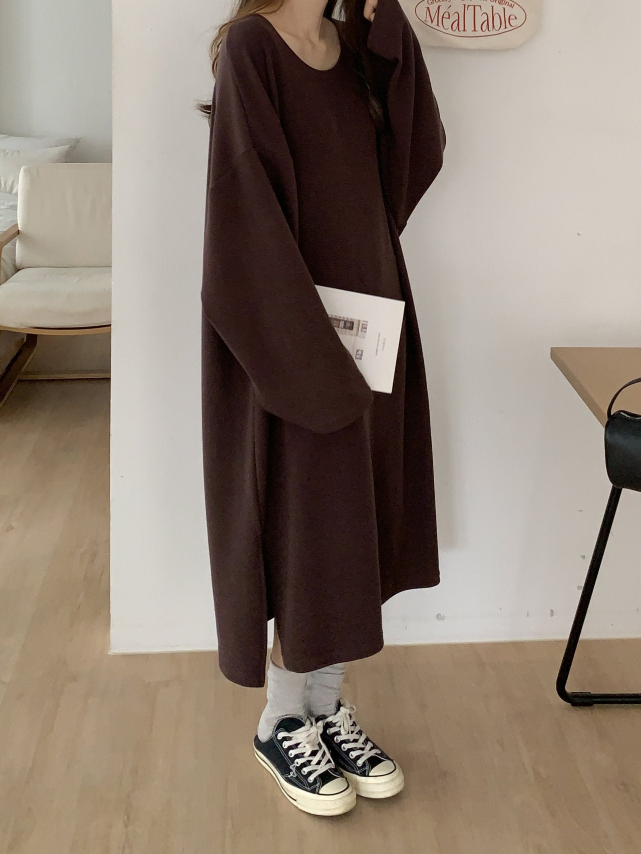 Soft Cozy U-Neck Oversized Lounge Dress