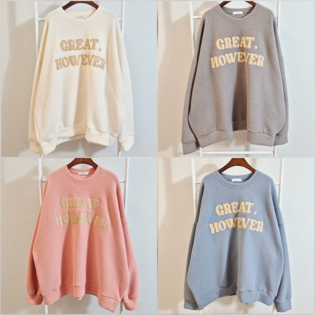 Great However Oversized Ribbed Sweatshirt – Made in Korea