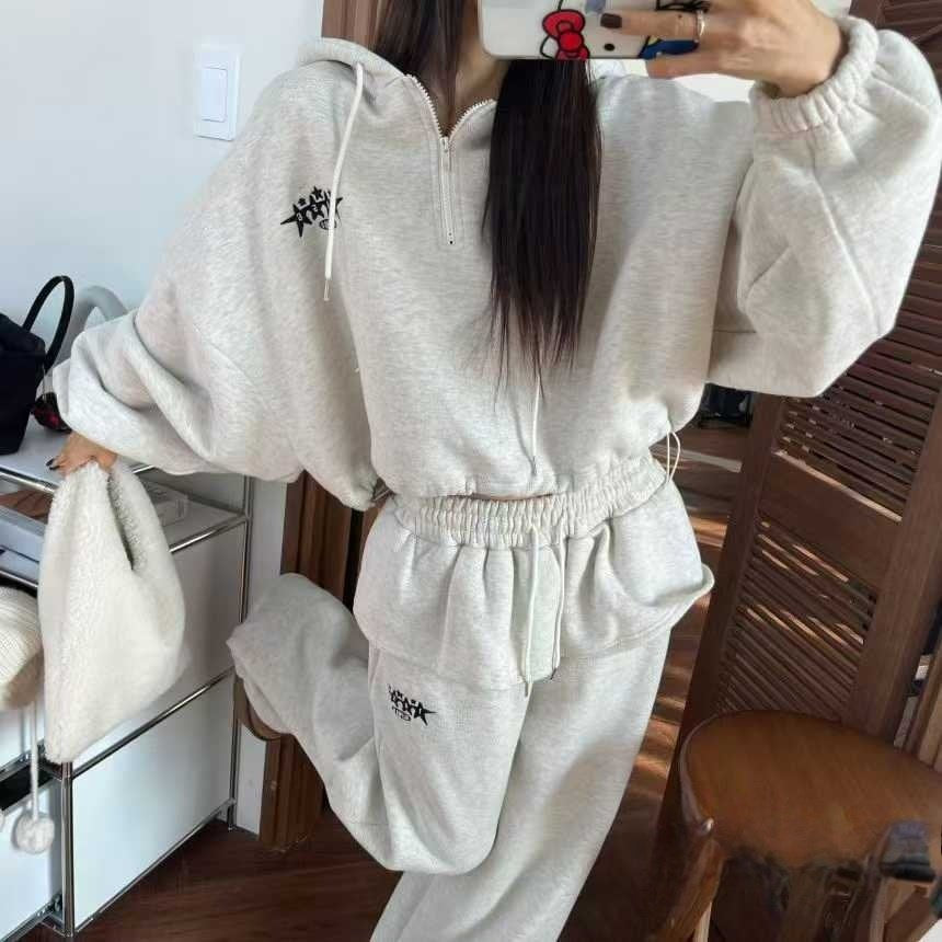 Cozy Layer Ruffle Hoodie Set