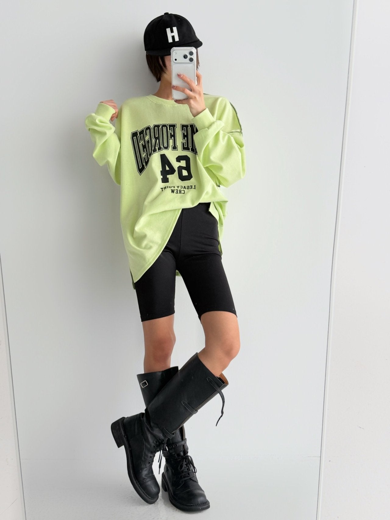 Lime Forge Oversized Cotton Slit Sweatshirt - Luckyplanetusa