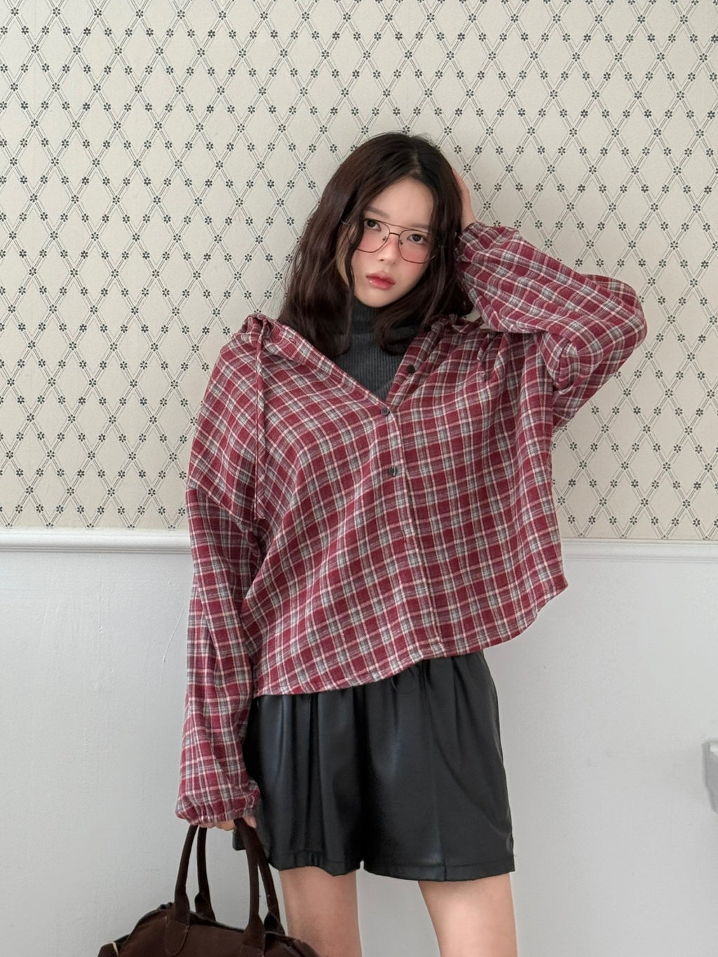 Winter Brushed Check Hooded Shirt Relaxed fit