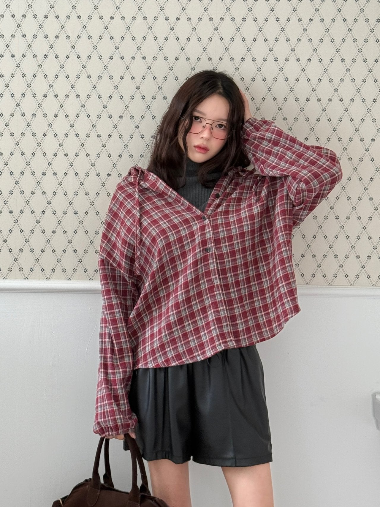 Winter Brushed Check Hooded Shirt Relaxed fit
