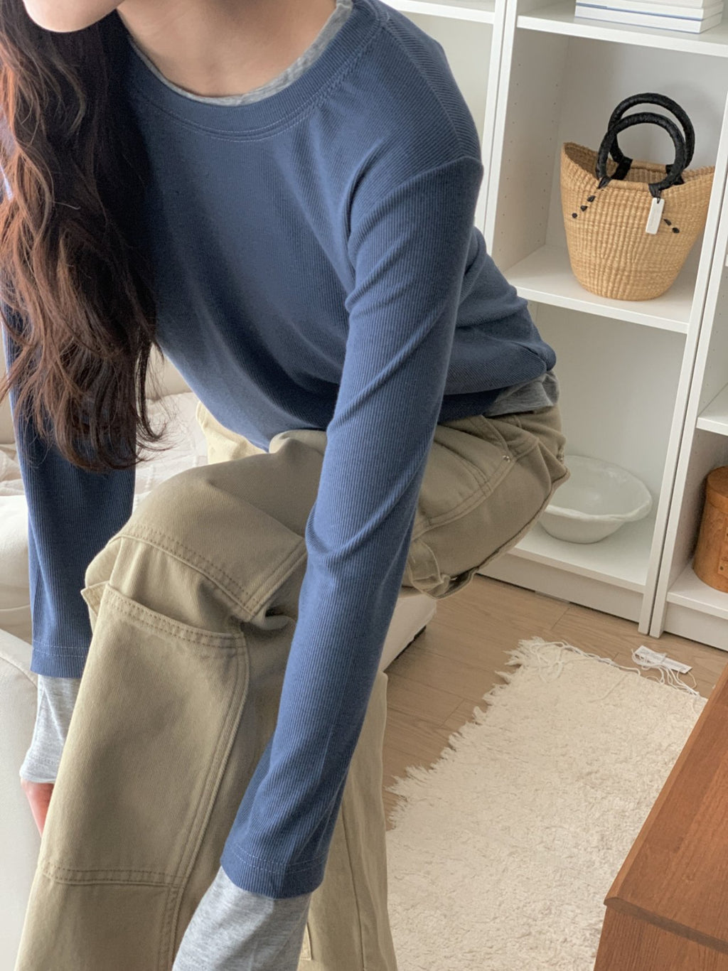 Layered Soft Rib Long Sleeve Tee - Luckyplanetusa