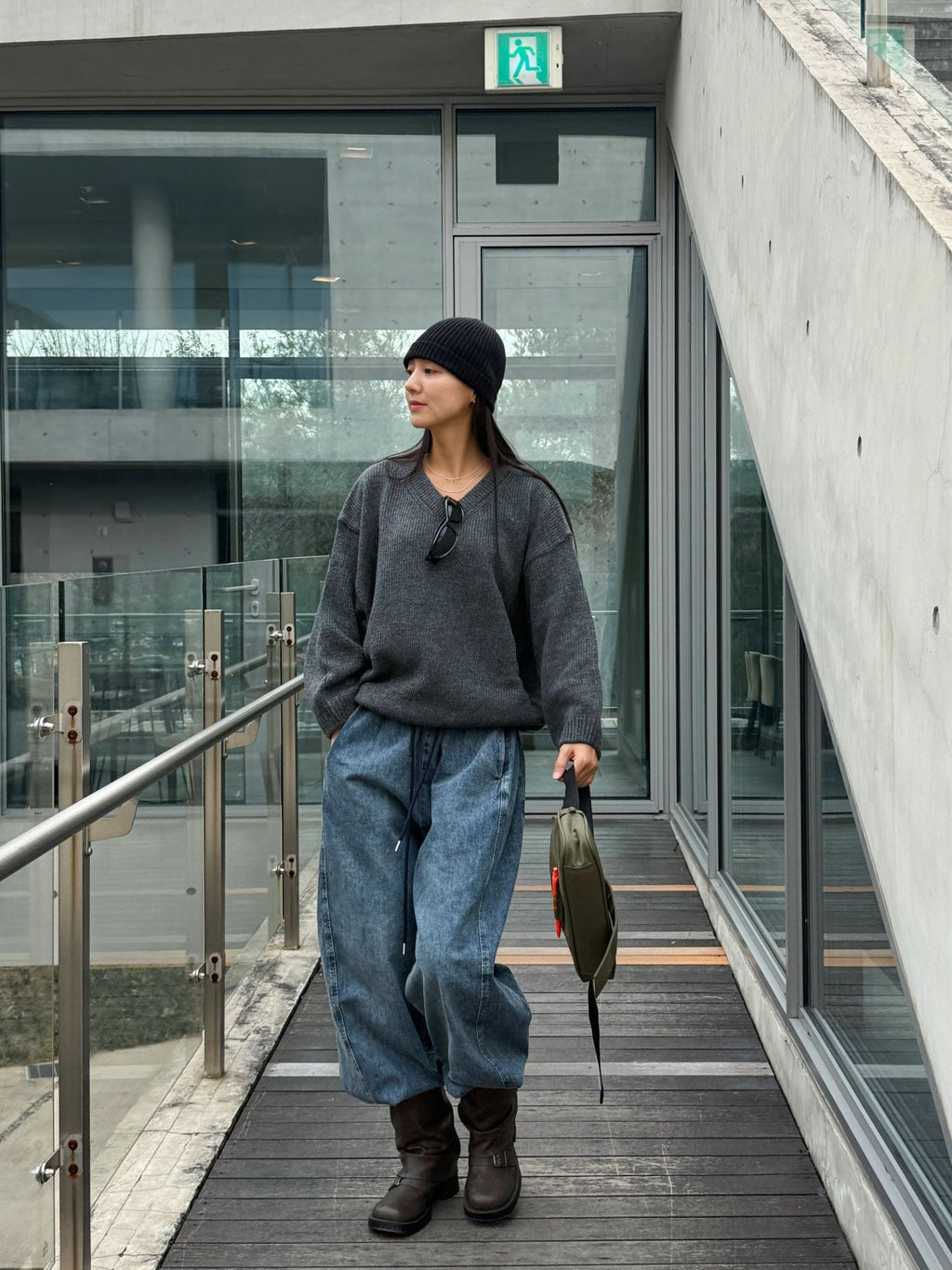 Soft Balance V-Neck Relaxed Knit Sweater Made in Korea
