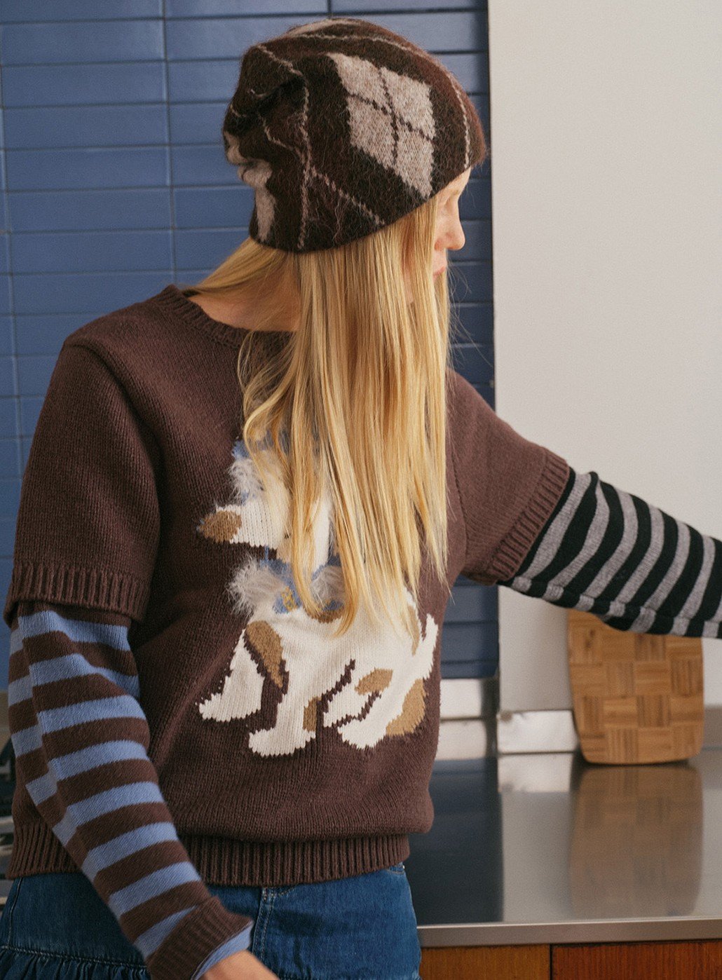 Cozy 30% Wool Argyle Beanie