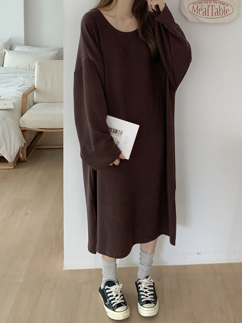 Soft Cozy U-Neck Oversized Lounge Dress