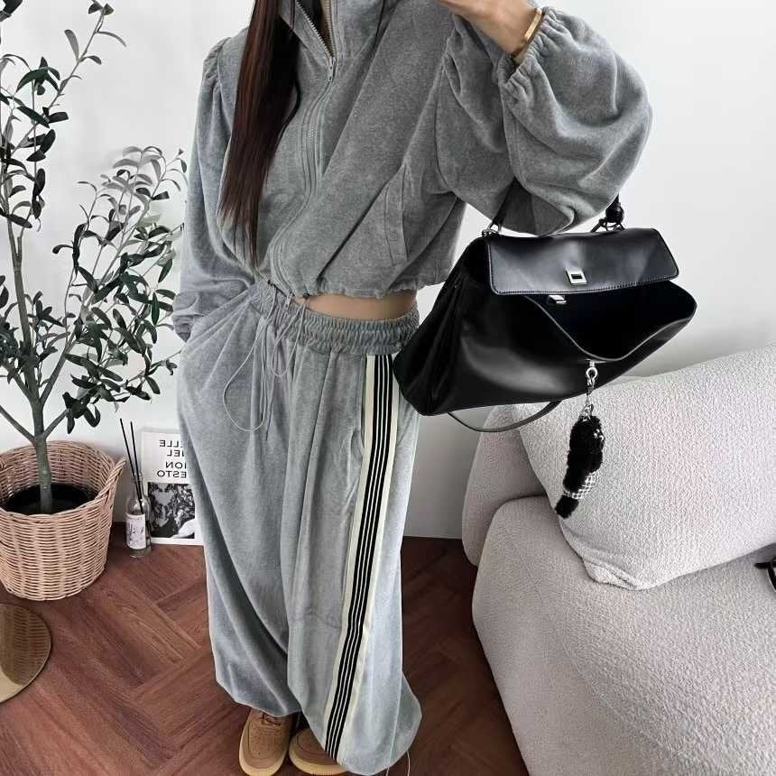 Velour Track Puff Zip-Up Set