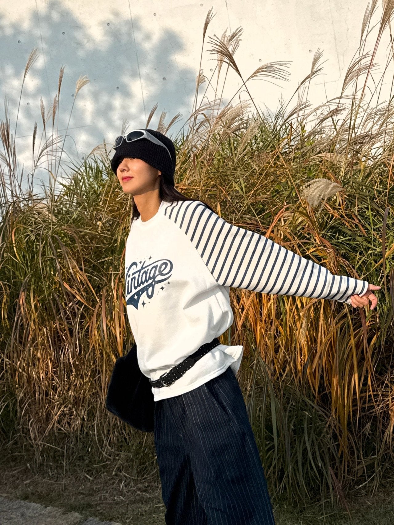 Vintage Stripe Raglan Sweatshirt