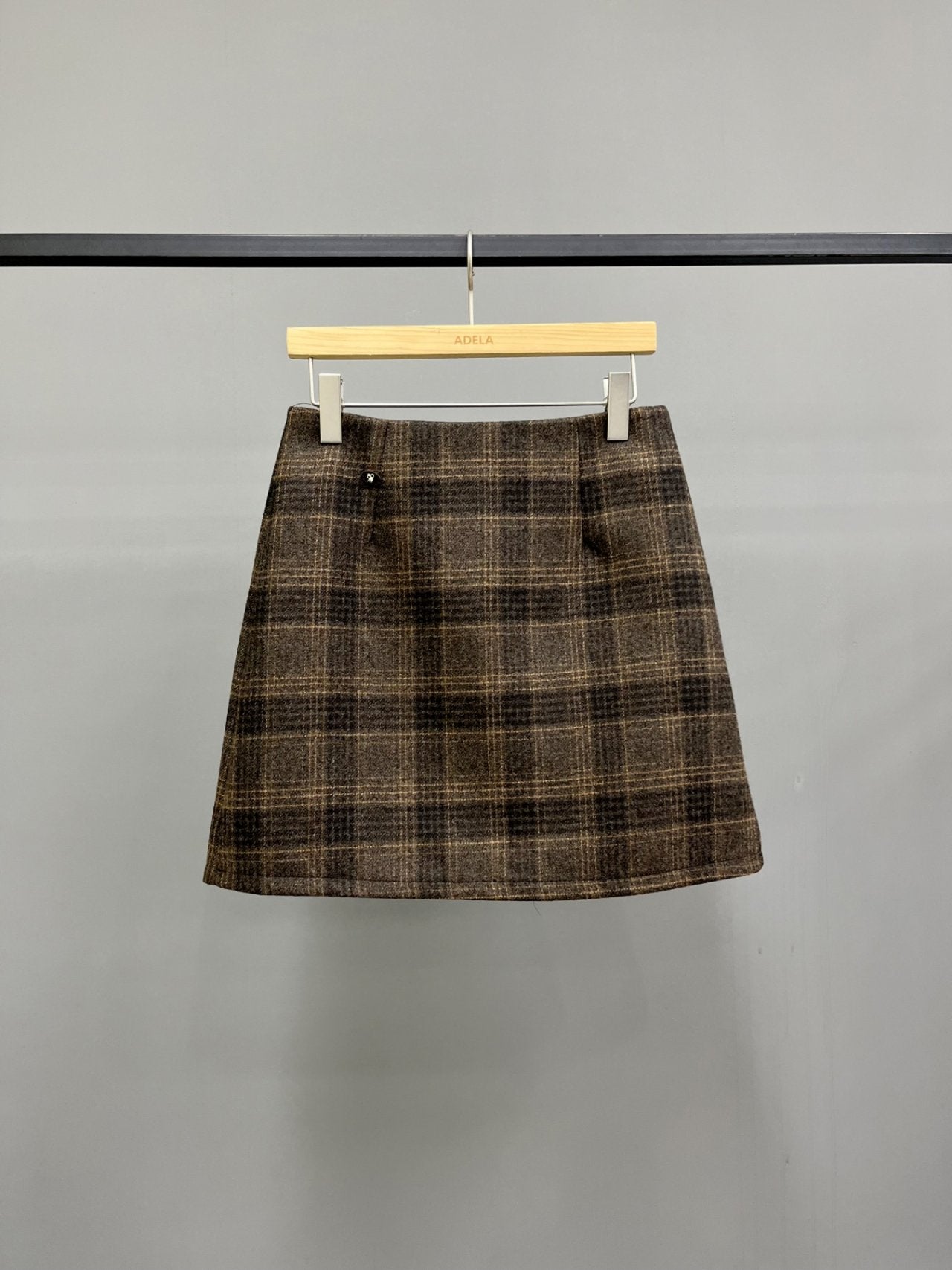 Bomi Patch Plaid Wool Skirt