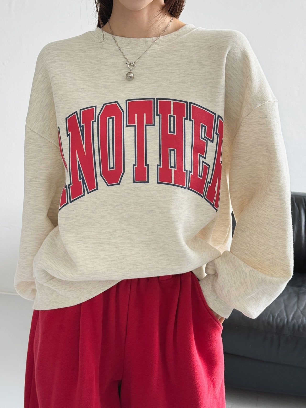 ANOTHER Varsity Puff-Sleeve Sweatshirt