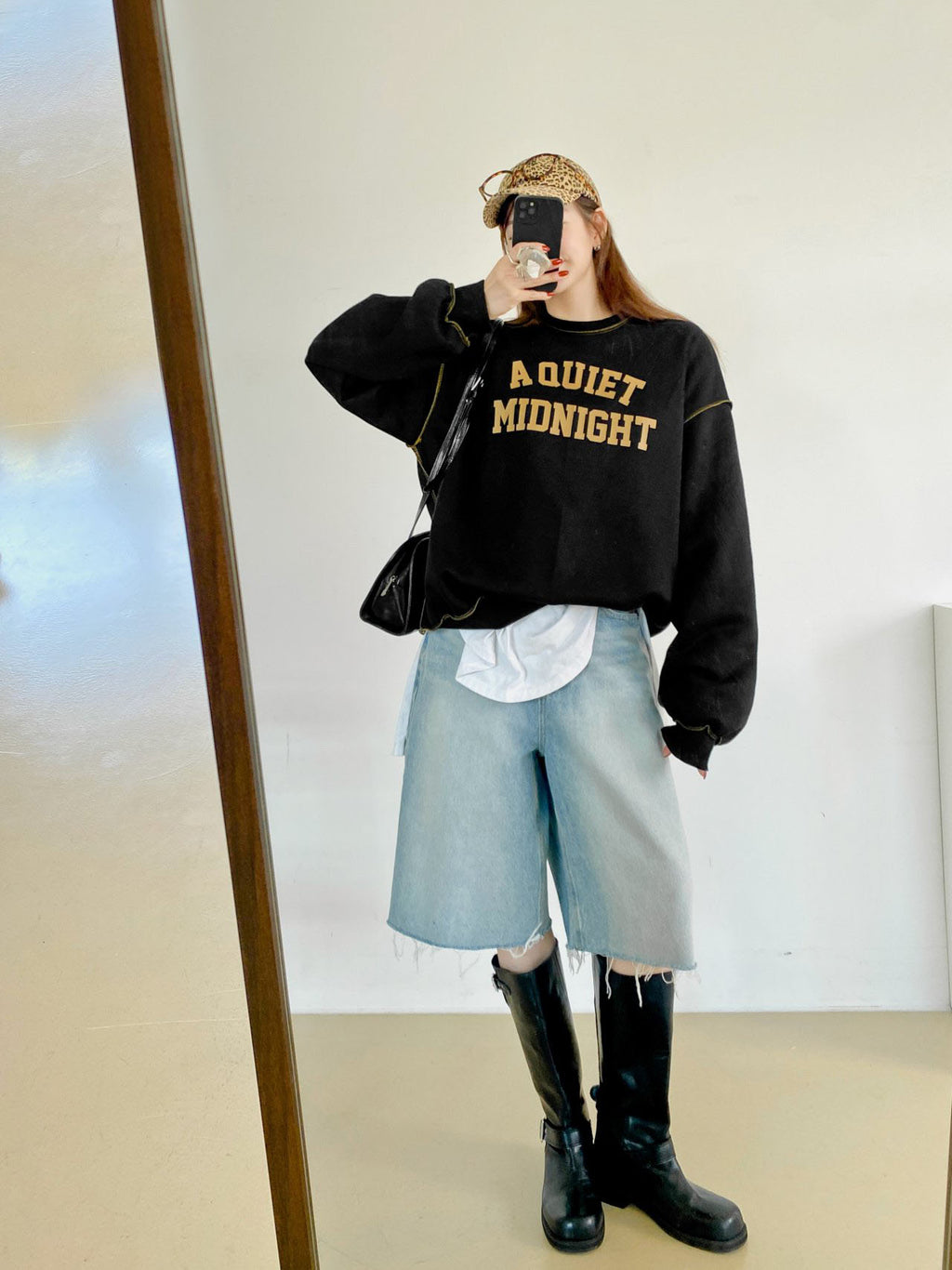 A Quiet Midnight Contrast Stitch Sweatshirt