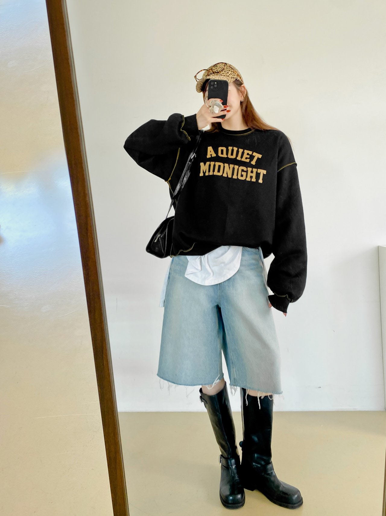 A Quiet Midnight Contrast Stitch Sweatshirt