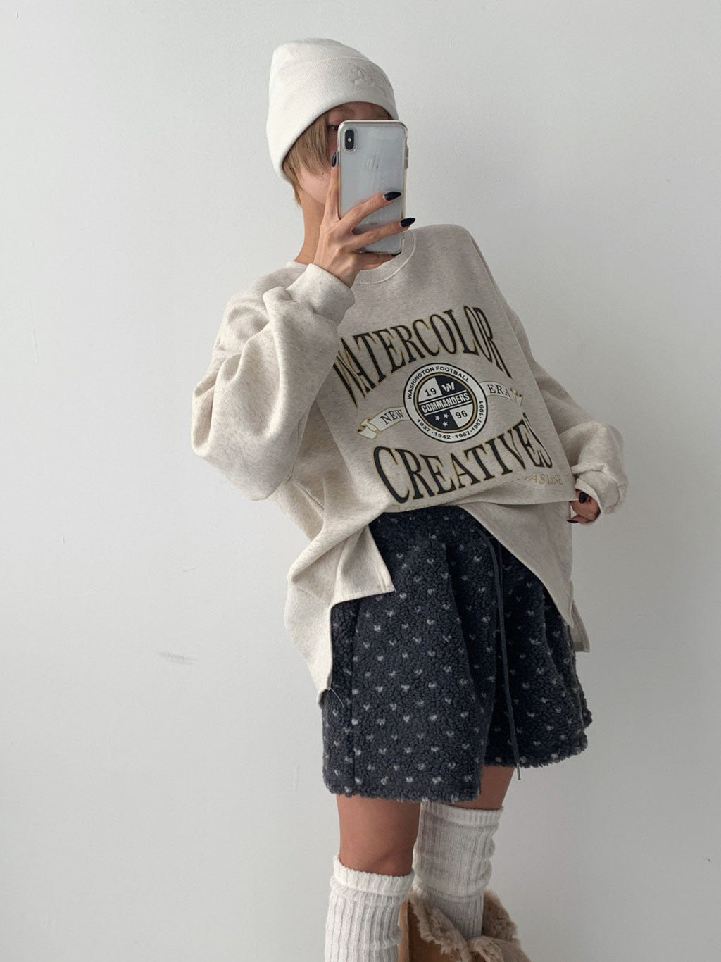 Watercolor Creatives Fleece-Lined Oversized Sweatshirt Vintage Collegiate Graphic Top - Luckyplanetusa