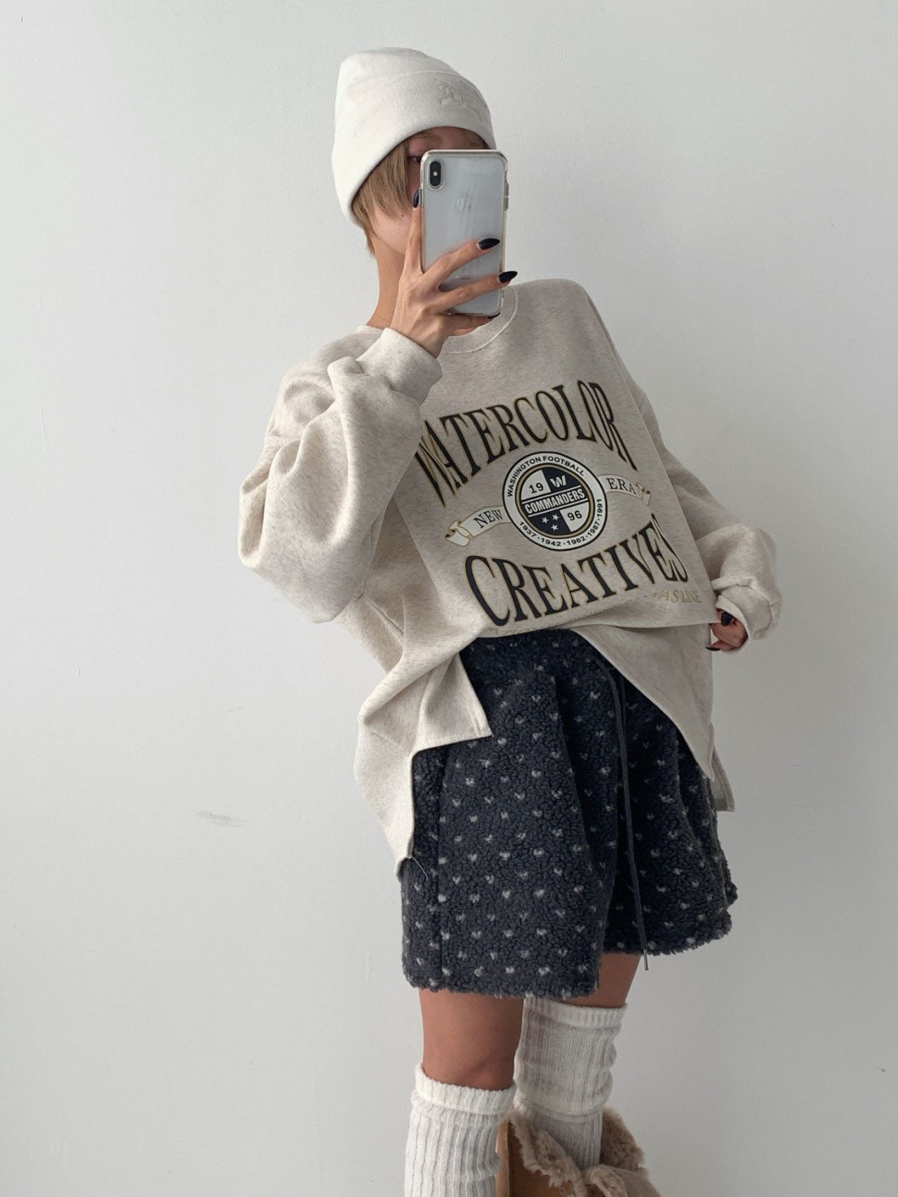Watercolor Creatives Fleece-Lined Oversized Sweatshirt Vintage Collegiate Graphic Top - Luckyplanetusa
