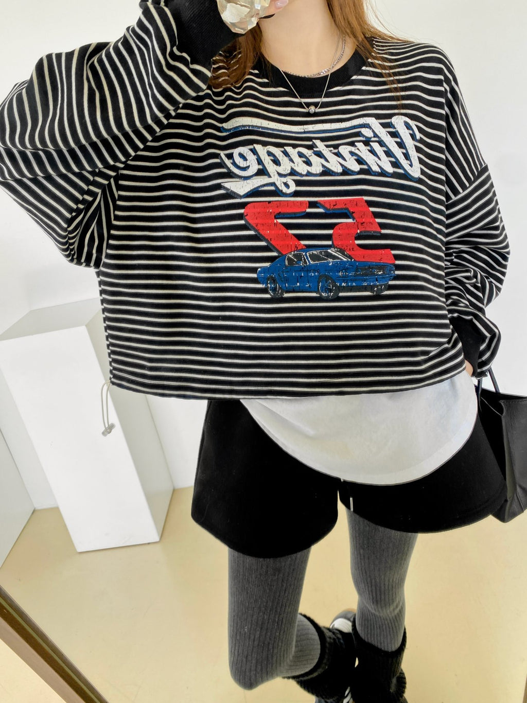 Vintage 52 Striped Drawstring Sweatshirt – Made in Korea - Luckyplanetusa
